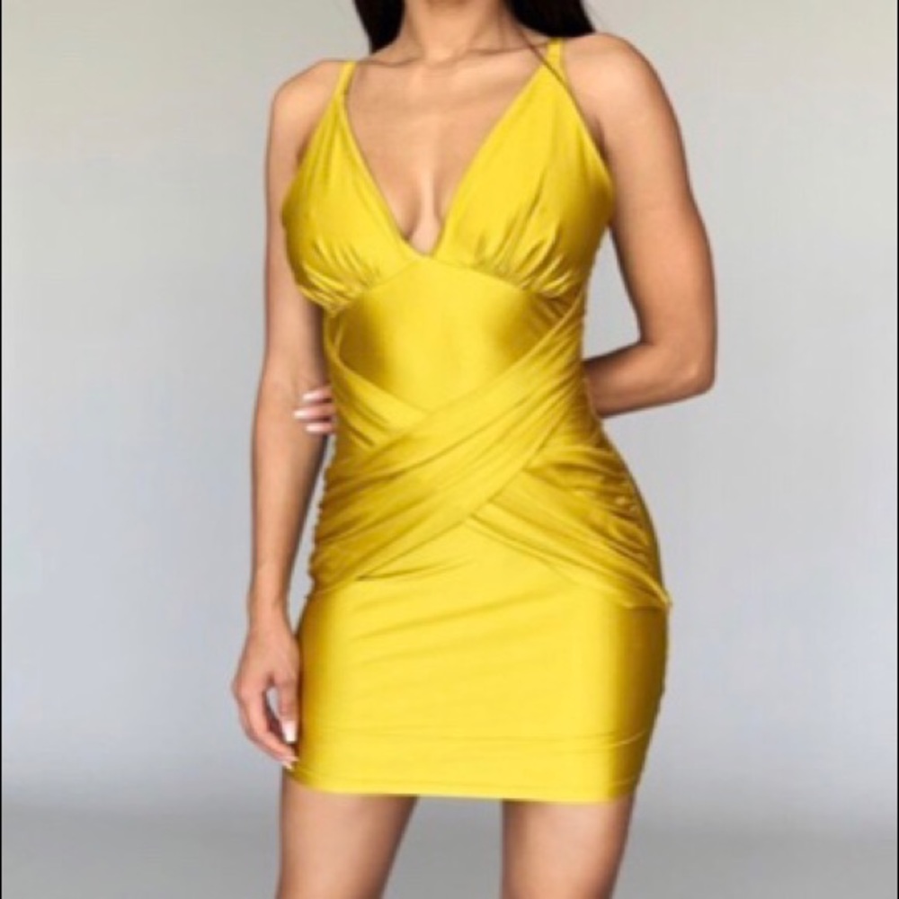 Golden delight satin-like dress